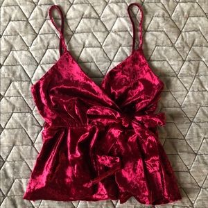Crushed Red Velvet Babydoll Top